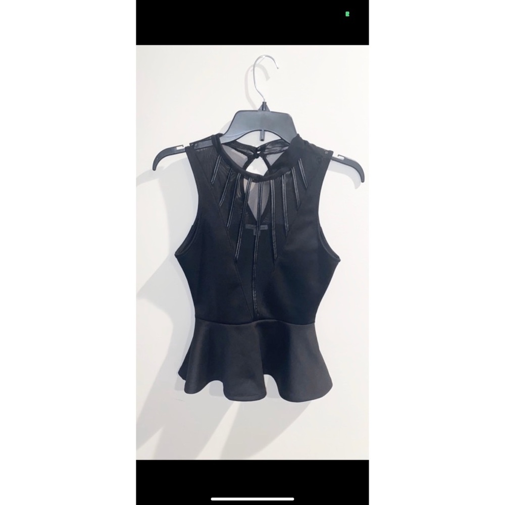 Peplum Black Flowy See Through Top